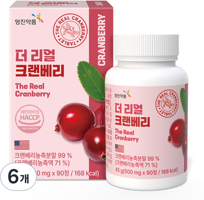 영진약품 더 리얼 크랜베리, 90정, 6개