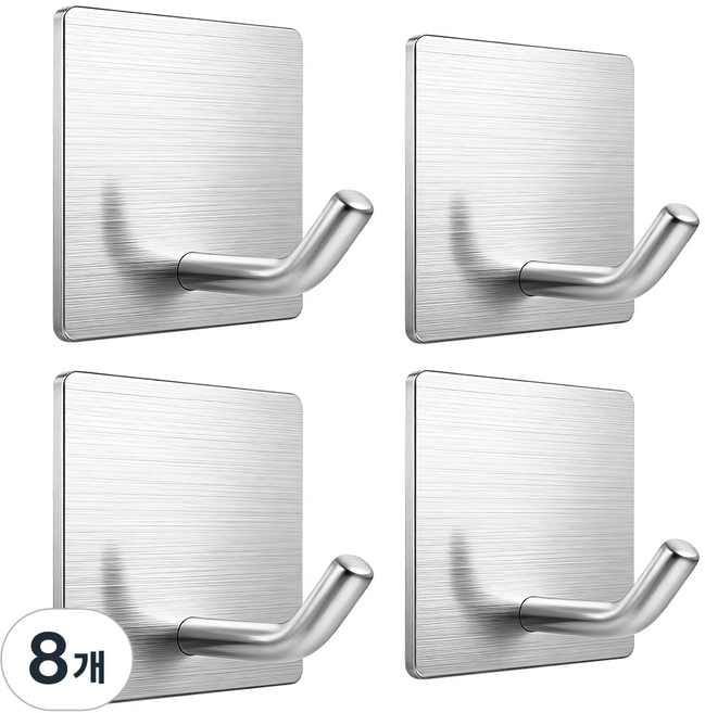 코멧 홈 304 스테인레스 접착식 후크, 실버, 8개