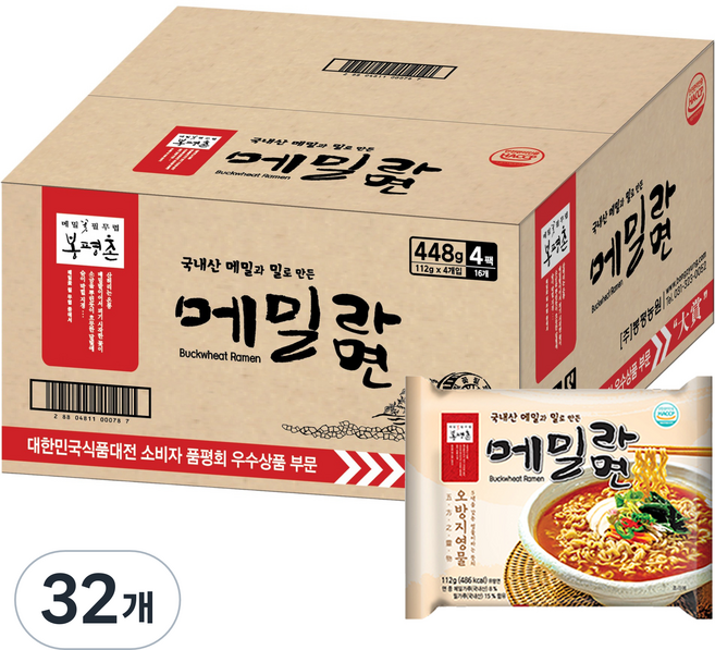 봉평촌 메밀라면 112g, 32개
