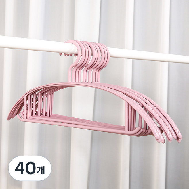 솔브리빙 기본 라운드형 어깨뿔방지 논슬립 옷걸이, 핑크, 40개