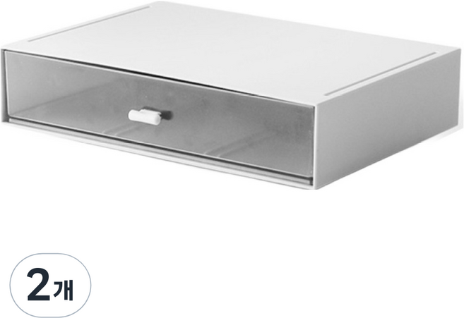 디오셀 탁장용 멀티 미니수납함 1구, 화이트 + 투명, 2개