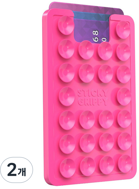 고지비 아이폰 갤럭시 카드홀더 흡착패드, 핑크, 2개