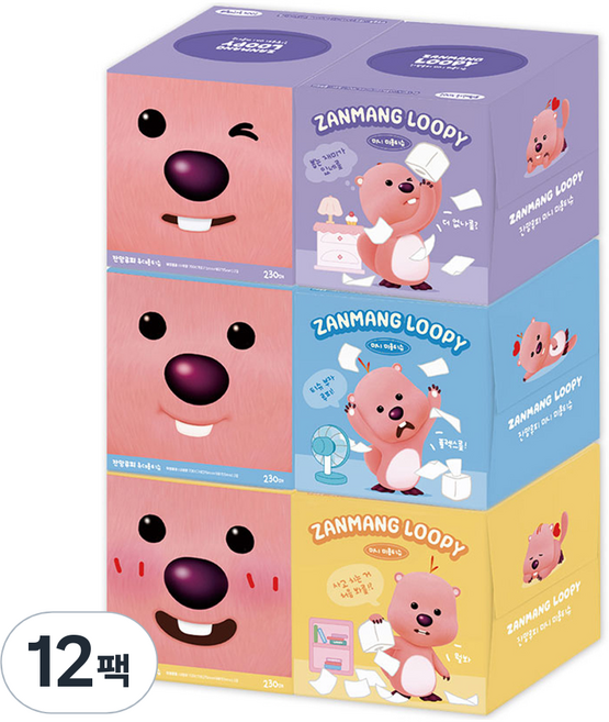 잔망루피 미니 미용티슈, 12개, 230매