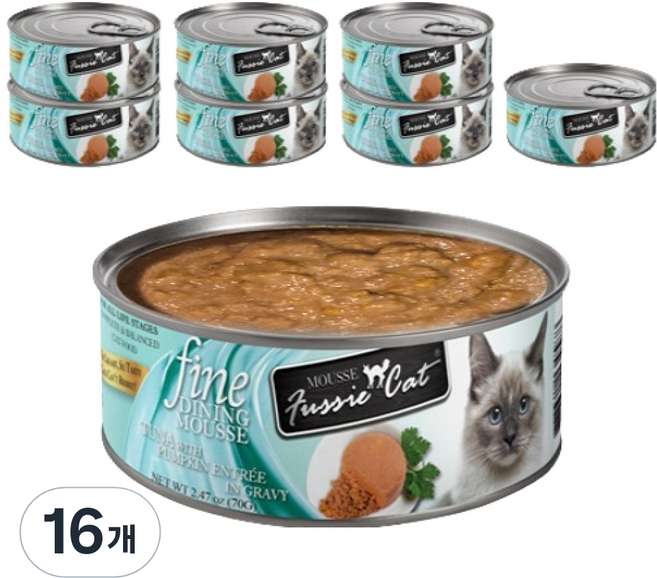퍼시캣 전연령 고양이 파인다이닝 무스 습식사료, 16개, 70g, 참치