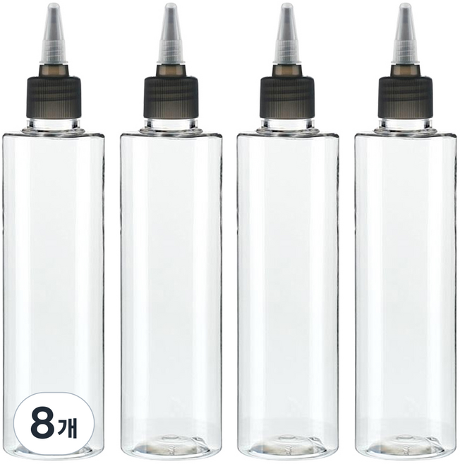 Glassdomae 透明尖頭黑蓋空瓶 ACL200, 200ml, 8個