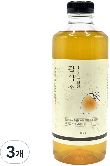 하동감사농원 3년 자연 숙성 천연발효 감식초, 3개, 1L