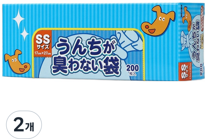 크릴론화성보스 반려동물 배변 봉투 SS, 하늘색, 200개입, 2개