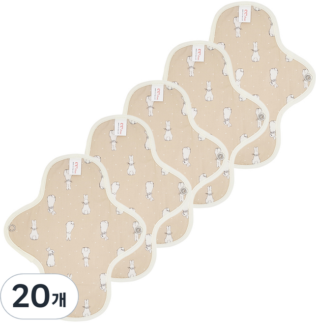 이채 플라워 일체형 면생리대 베이지, 20개, 1개입, 대형