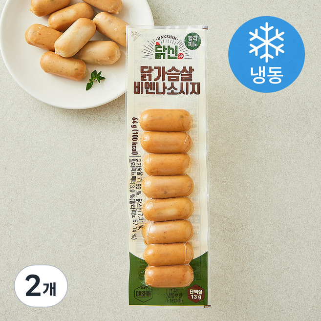 닭신 닭가슴살 비엔나 소시지 (냉동), 64g, 2개