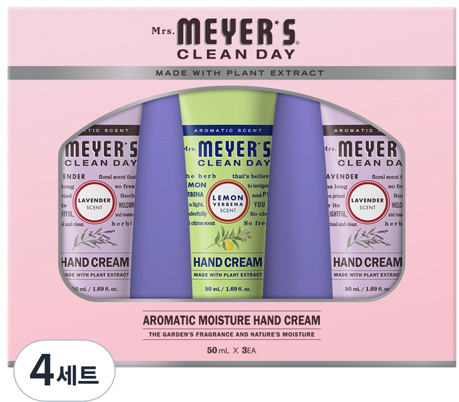 미세스마이어스클린데이 아로마틱 모이스처 핸드크림 50ml x 3p 세트, 4세트
