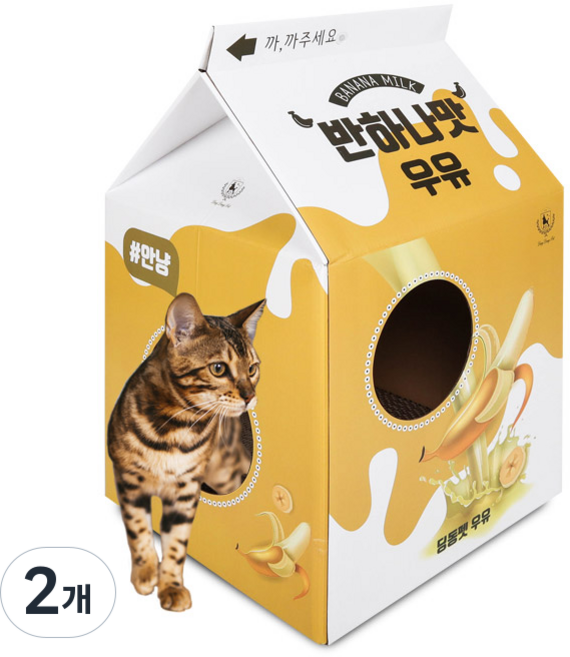 딩동펫 고양이스크래쳐 냥이우유하우스, 반하나맛, 2개