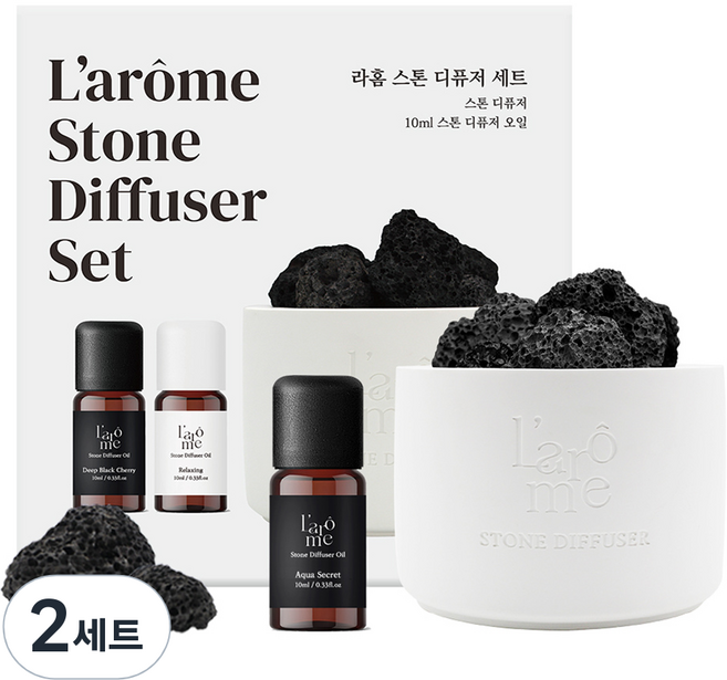 라홈 스톤 디퓨저 세트, 아쿠아시크릿, 10ml, 2세트