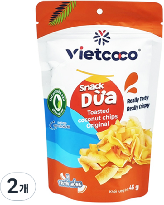 비엣코코 코코넛칩, 2개, 45g