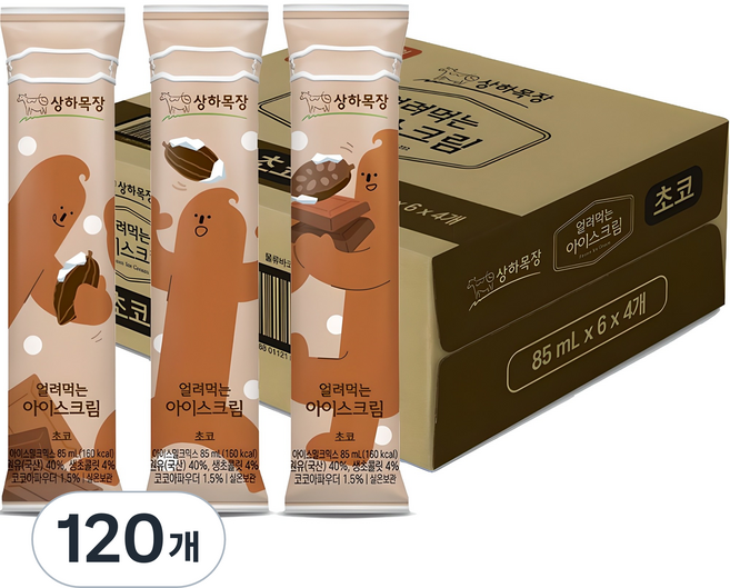 상하목장 얼려먹는 아이스크림 초코, 85ml, 120개