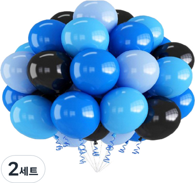 만들하비 컨페티 풍선 30p 세트, 블루블랙(랜덤발송), 2세트