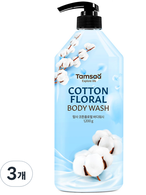 탐사 코튼플로럴 바디워시, 1.2kg, 3개