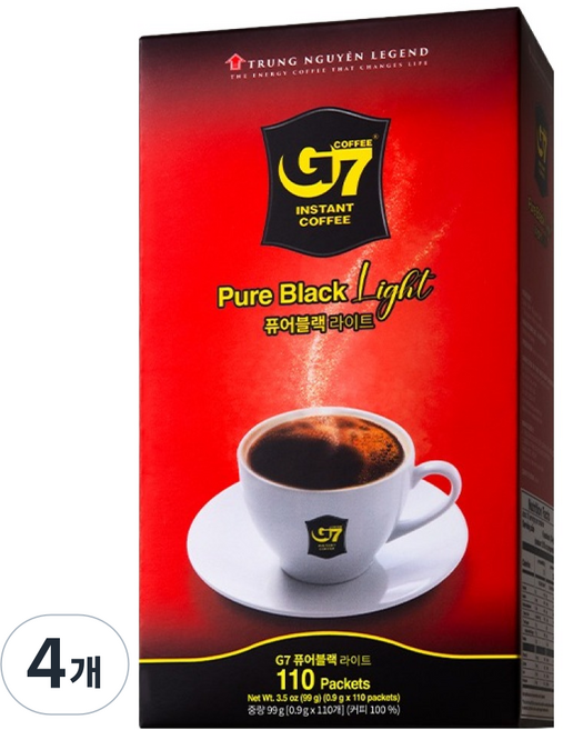 G7 Pure Black 輕盈即溶咖啡, 0.9g, 4個, 110入