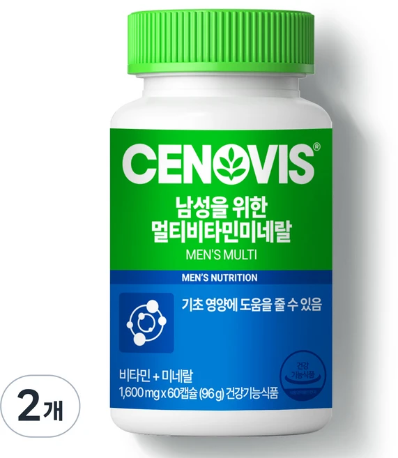 세노비스 남성용 멀티비타민 미네랄, 60정, 2개 - 쿠팡