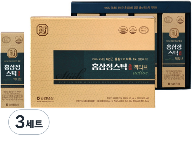 한삼인 홍삼정스틱 액티브 32p + 쇼핑백, 320ml, 3세트