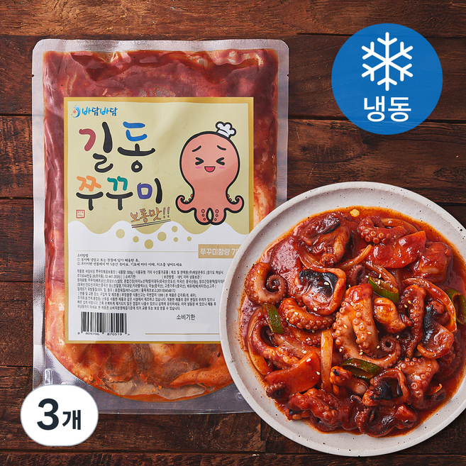 바담바담 길동쭈꾸미 볶음 보통맛 (냉동), 3개, 500g