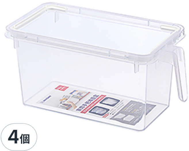 KEYWAY 聯府 家齊手把堆疊盒 P5-0255 中 325 x 167 x 155mm 4.6L, 透明, 4個