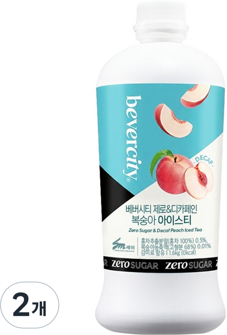 베버시티 세미 제로 디카페인 복숭아 아이스티, 2개, 1.6kg