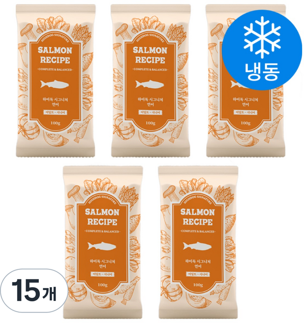 하이독 강아지 시그니처 화식 사료 (냉동), 연어, 100g, 15개