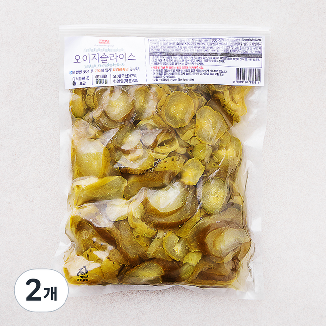 나무새 오이지 슬라이스, 500g, 2개