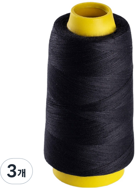 앙플러스 폴리 스티치 40수 2합사 재봉사 실, 블랙, 3개