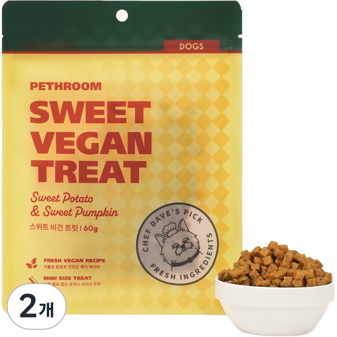 페스룸 강아지 스위트 비건 트릿, 혼합맛(고구마/단호박), 60g, 2개