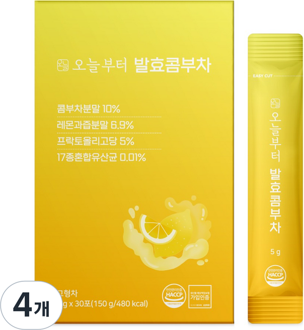 오늘부터 발효콤부차 레몬맛, 5g, 30개입, 4개