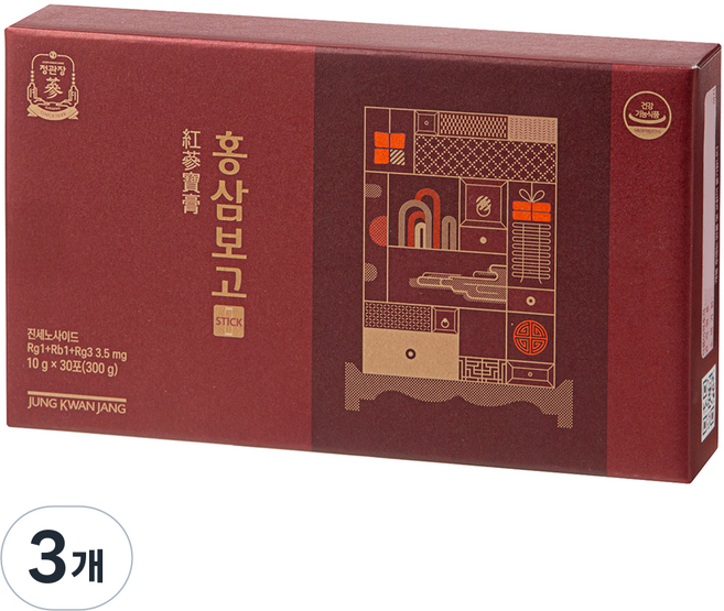 正官庄 紅參精華條 30入, 300g, 3個