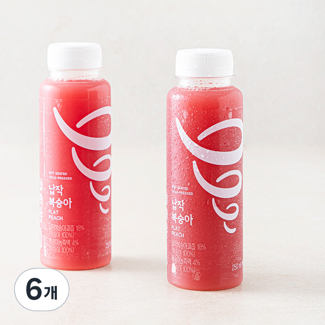잠바주스 납작복숭아, 6개, 250ml