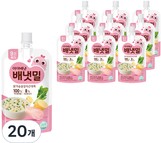 배냇밀 닭가슴살 감자 근대죽 후기 이유식, 100g, 20개, 혼합맛(닭가슴살/감자/근대)