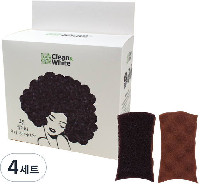 클린앤화이트 초콜릿 수세미 3중 양면 3p + 2중 엠보싱 3p + 패키지 상자 세트, 4세트