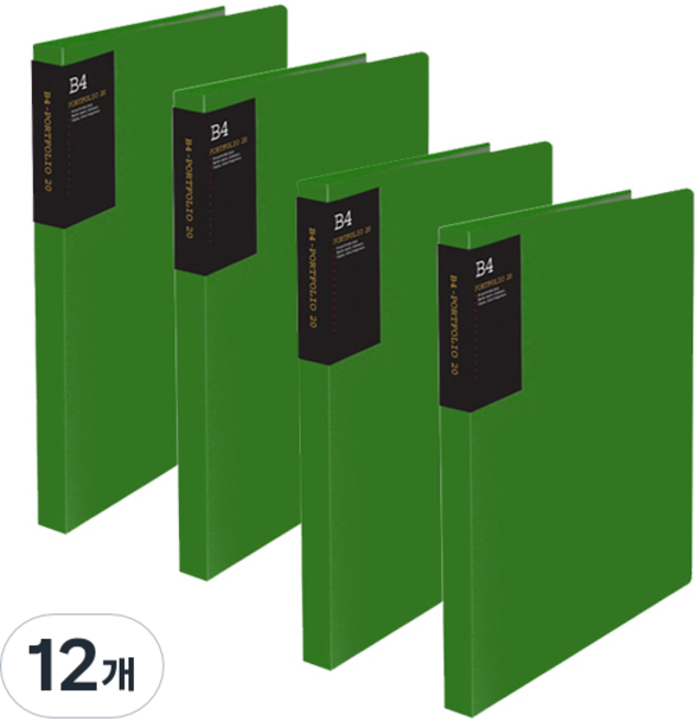 드림산업 클리어화일 20매 B4, 초록, 12개