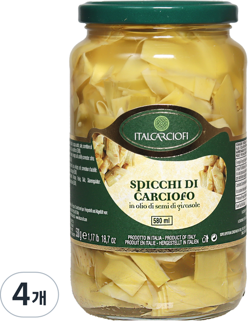ITALCARCIOFI 油漬切片朝鮮薊, 4個, 580ml
