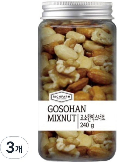 리치팜너트 고소한 믹스 너트 수푸림, 240g, 3개