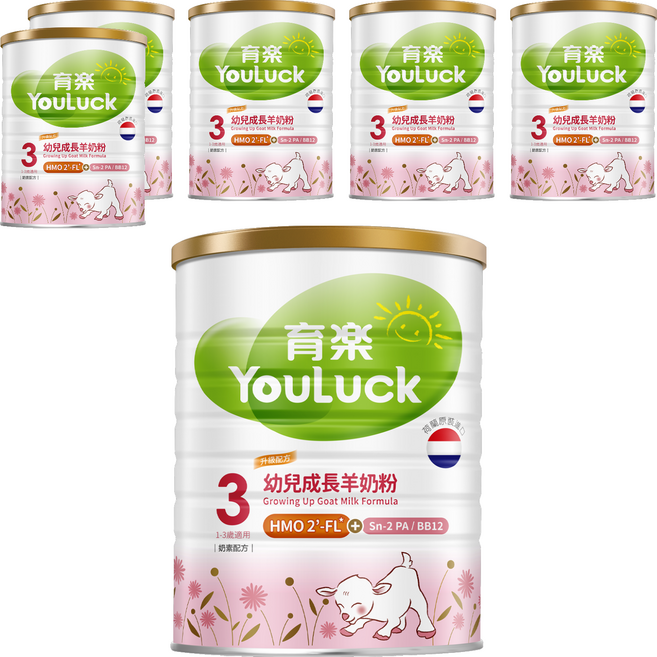 YouLuck 育樂 成長羊奶粉 12~36個月, 800g, 6罐