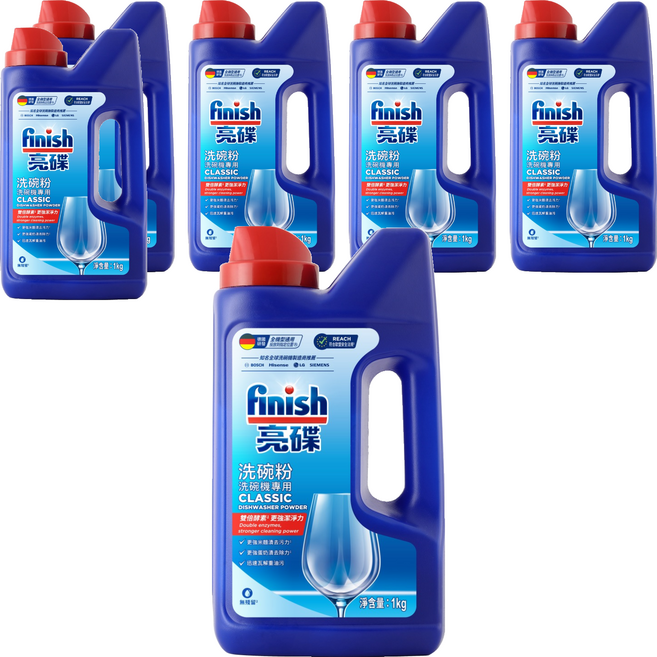 finish 洗碗粉 洗碗機專用, 1kg, 6瓶