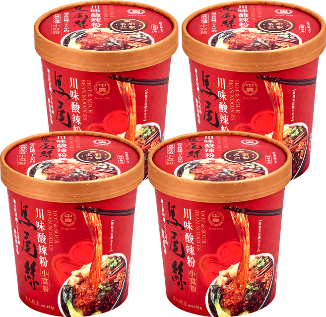中農粉絲 馬尾絲 川味酸辣粉, 4個, 131g
