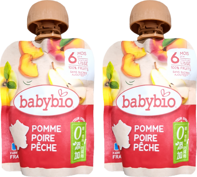 babybio 纖果泥, 蘋果洋梨, 90g, 2包