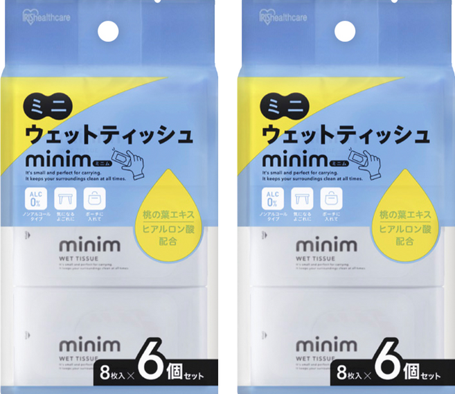 IRIS OHYAMA 愛麗思歐雅瑪 minim迷你款濕紙巾 PWT-6PN 8張, 2套, 6個裝, 8g