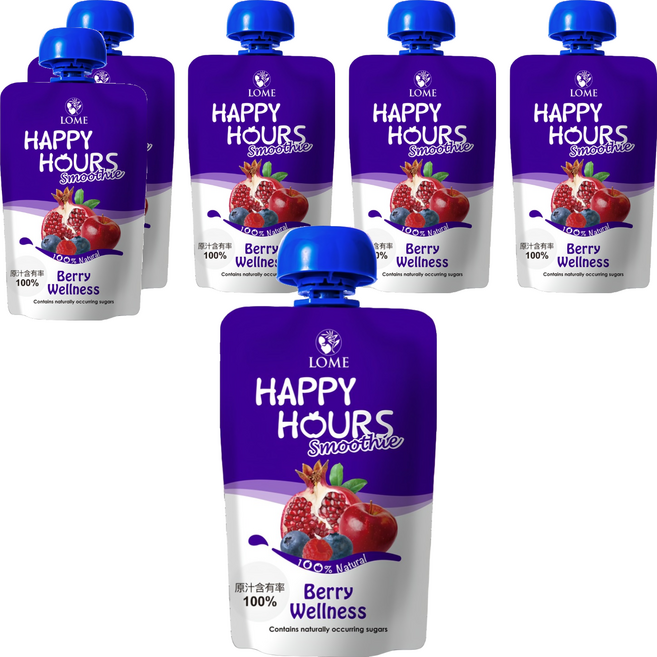 HAPPY HOURS 生機纖果飲 蘋果 + 紅石榴 + 覆盆莓 + 藍莓, 100g, 6包
