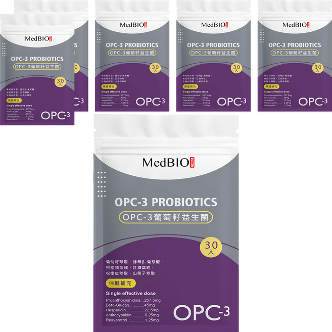 MedBIO 美百優 OPC-3葡萄籽益生菌膠囊, 500mg, 30顆, 6包