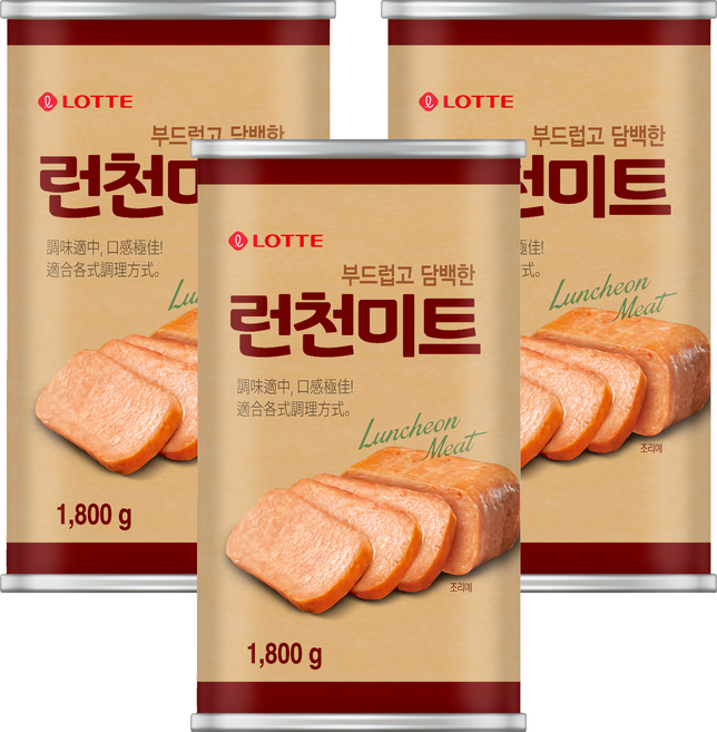 LOTTE 樂天 午餐肉, 1.8kg, 3罐