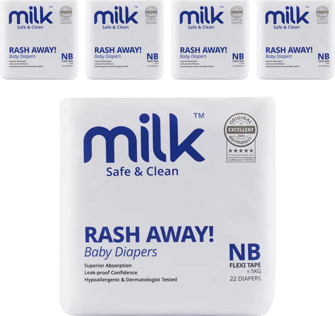 milk 鎖水芯牛奶黏貼型尿布 0~5kg, 110片, NB