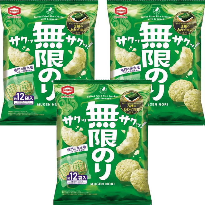 龜田製菓 無限海苔米果, 58g, 3個