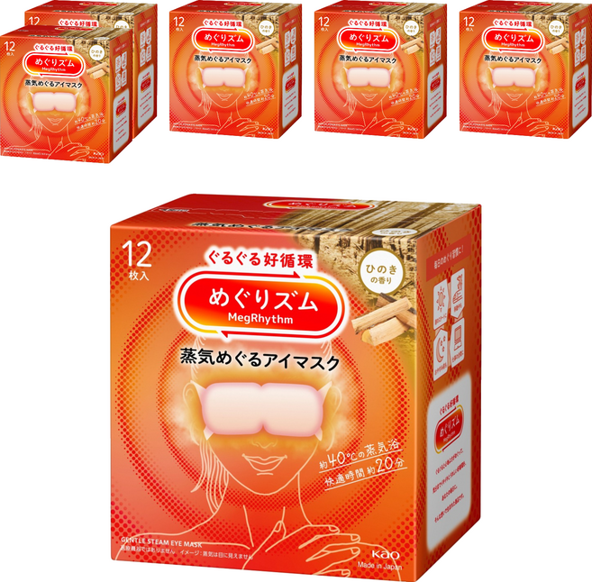 Kao 花王 MegRhythm 美舒律 蒸氣眼罩 檜木香, 6盒, 12片