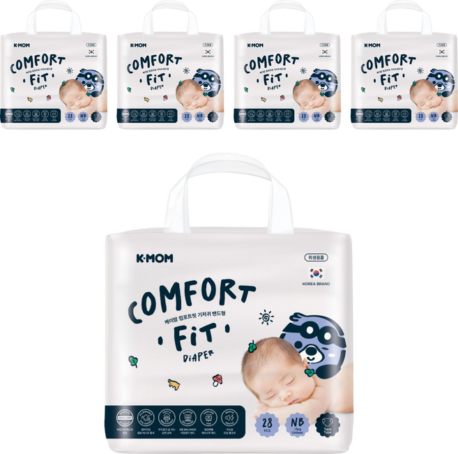 K-MOM COMFORT FIT 雲柔鎖水紙尿布 黏貼型 0~5kg, 140片, 新生兒用 (NB)
